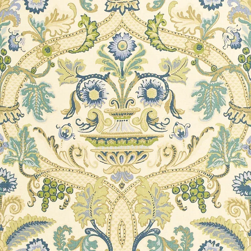 FONTENAY VASE fabric PORCELAIN BLUE color by Schumacher