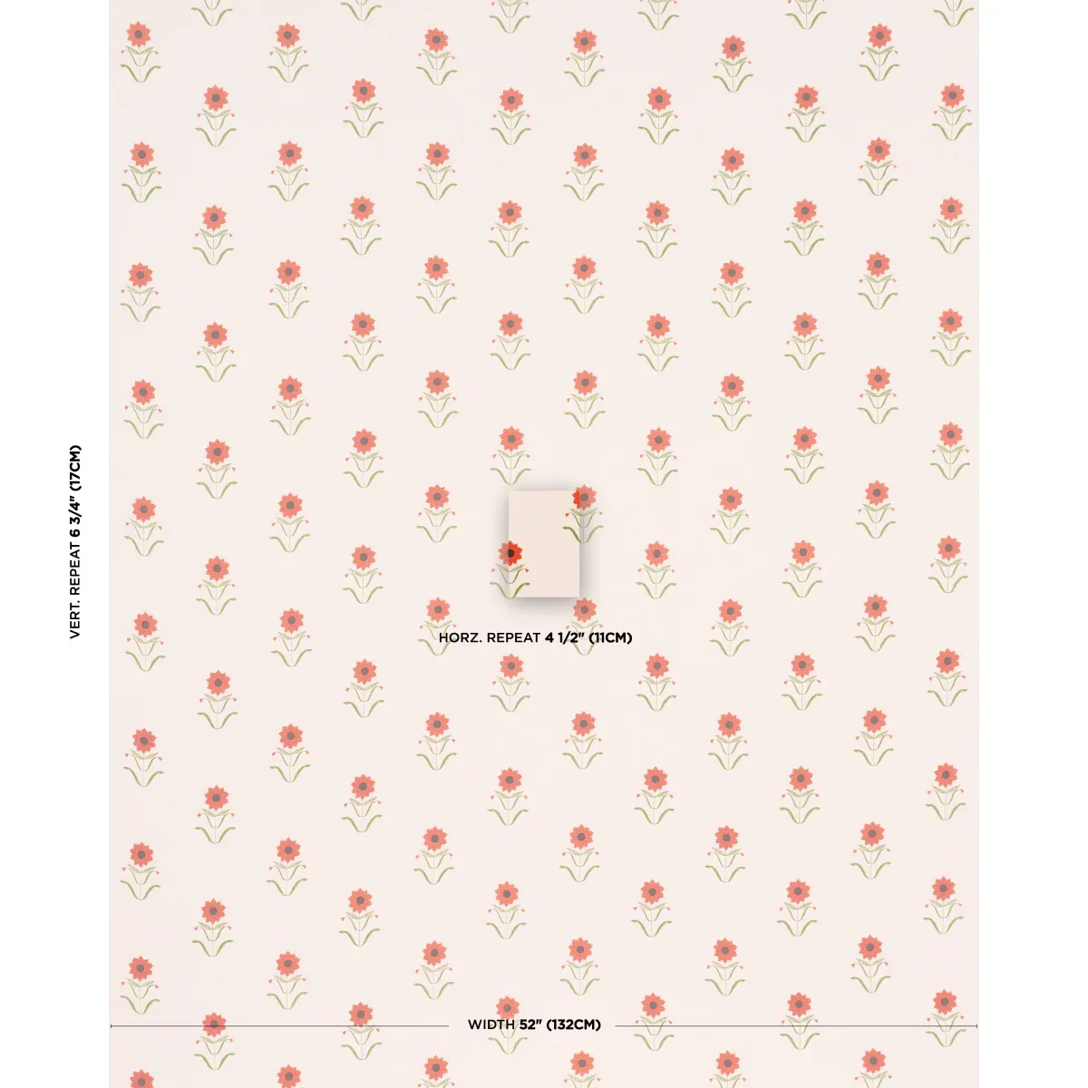 FORGET ME NOTS Fabric – RED ON PINK | Schumacher | Wallpaper FORGET ME NOTS fabric RED ON PINK color by Schumacher