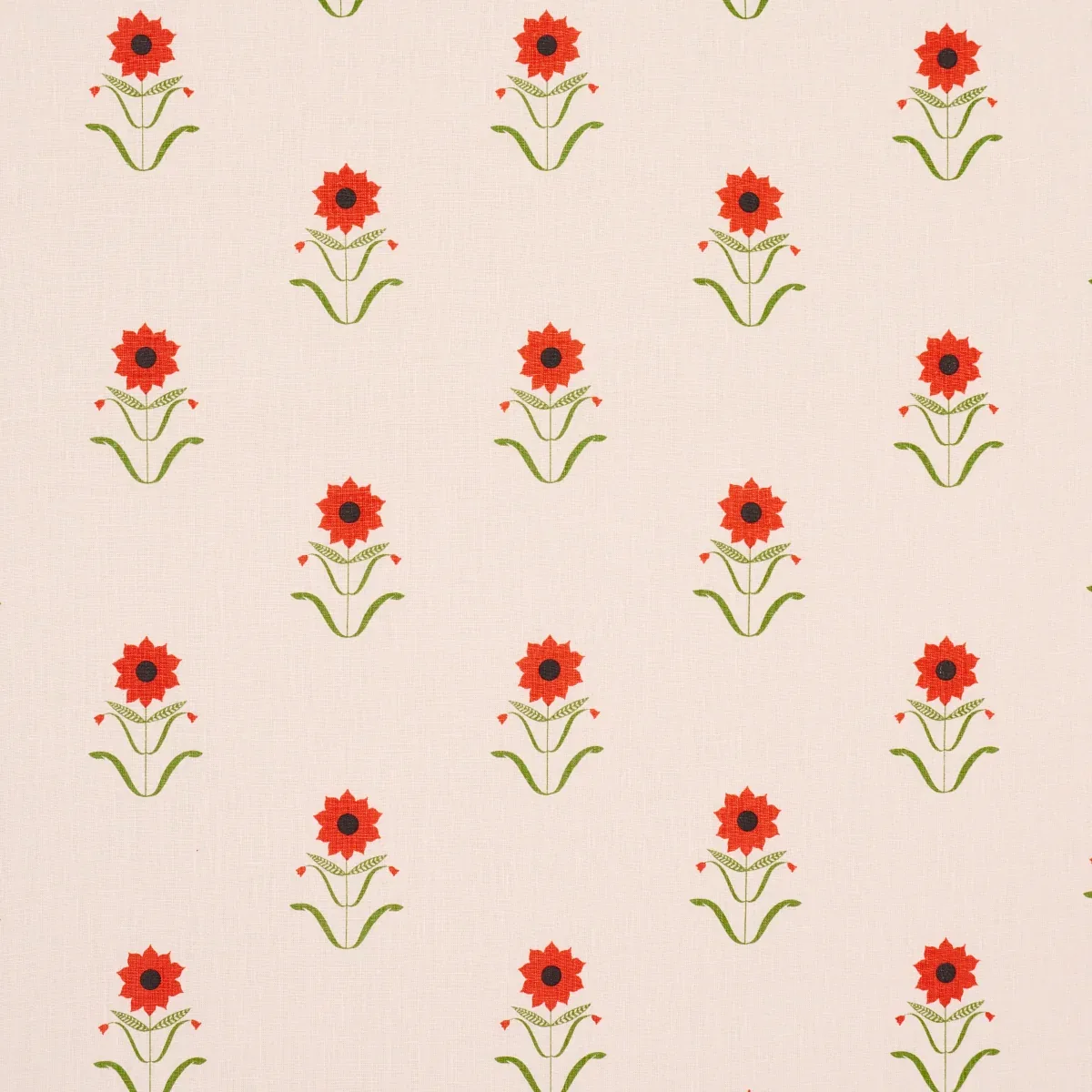 FORGET ME NOTS fabric RED ON PINK color by Schumacher