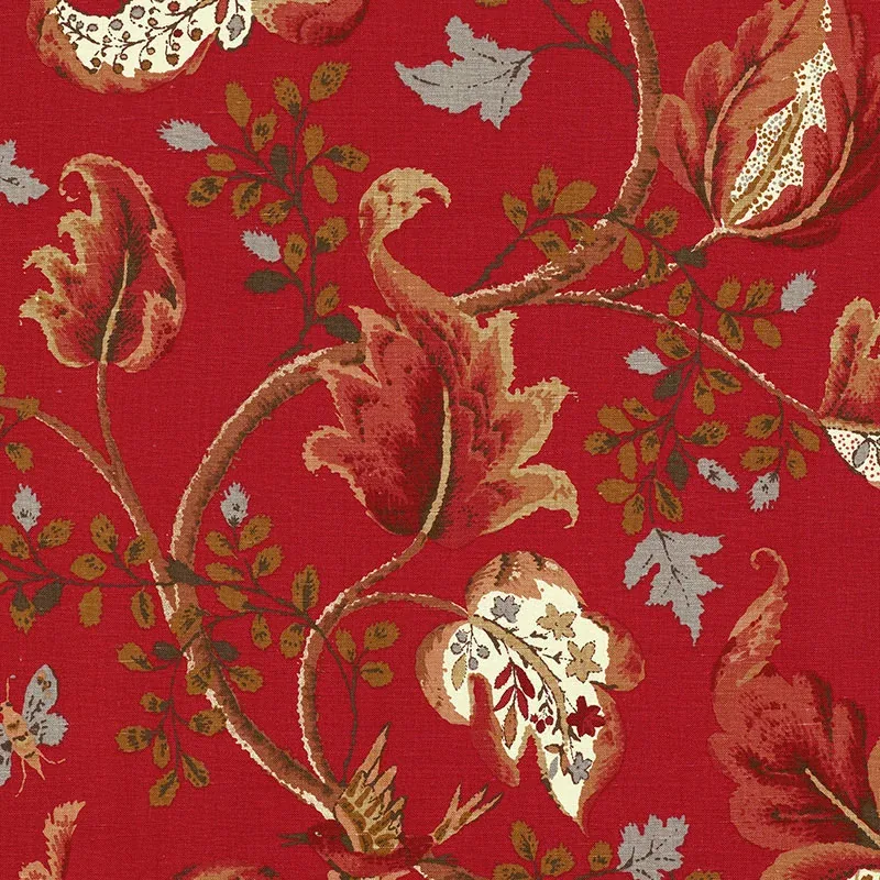 FOX HOLLOW fabric TOMATO AND BRASS color by Schumacher