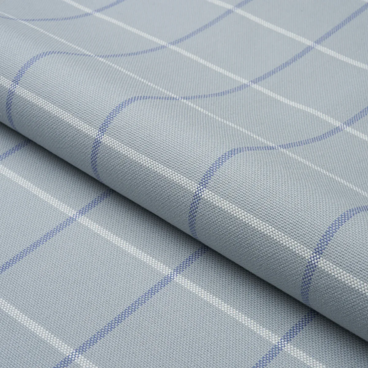 FRANNIE WINDOWPANE Fabric – CHINA BLUE | Schumacher | Wallpa FRANNIE WINDOWPANE fabric CHINA BLUE color by Schumacher