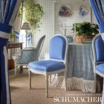 FRANNIE WINDOWPANE Fabric – CHINA BLUE | Schumacher | Wallpa FRANNIE WINDOWPANE fabric CHINA BLUE color by Schumacher