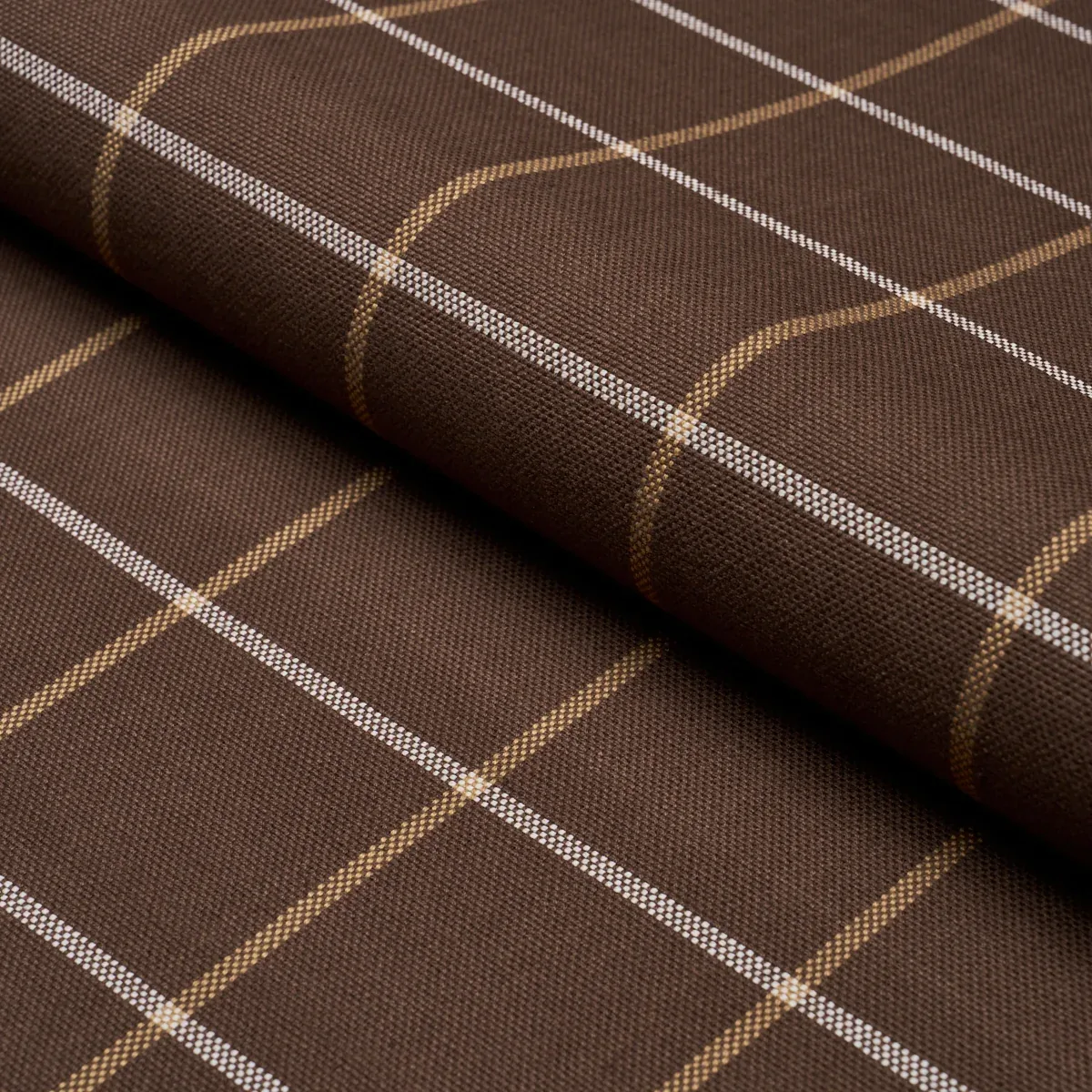 FRANNIE WINDOWPANE fabric CHOCOLATE color by Schumacher