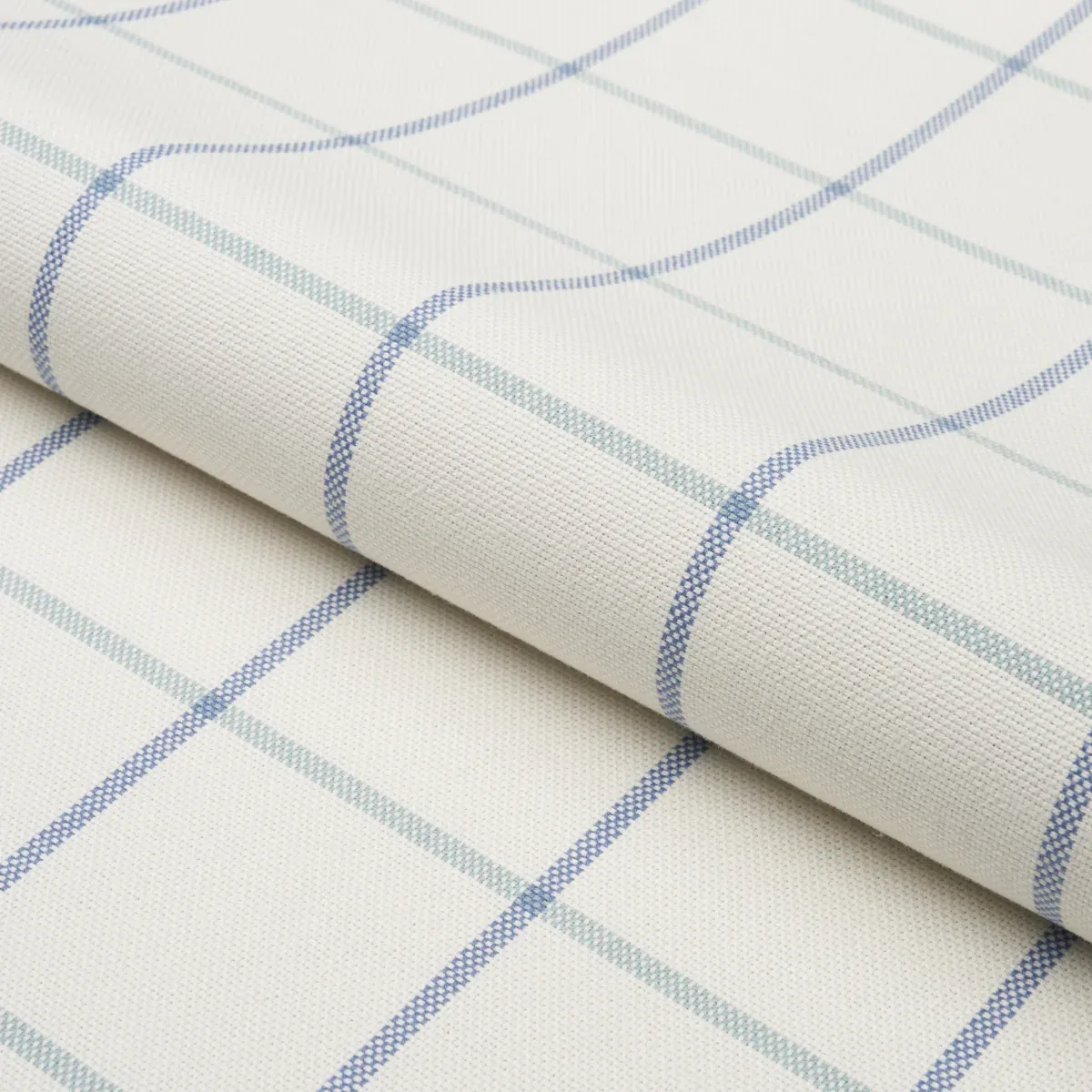 FRANNIE WINDOWPANE fabric COBALT color by Schumacher