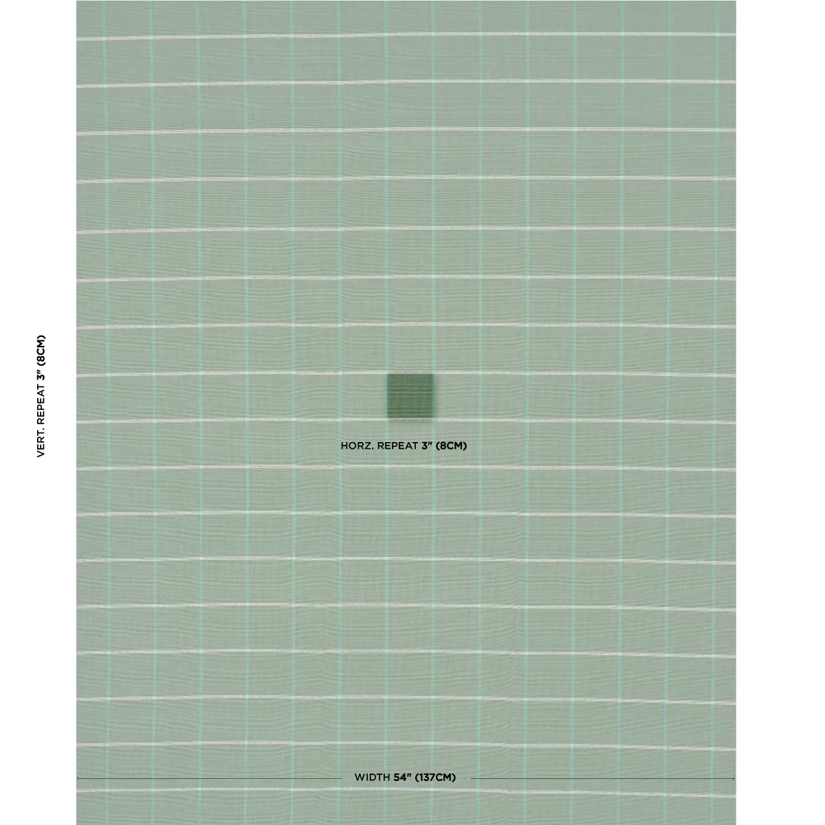 FRANNIE WINDOWPANE fabric GREEN color by Schumacher
