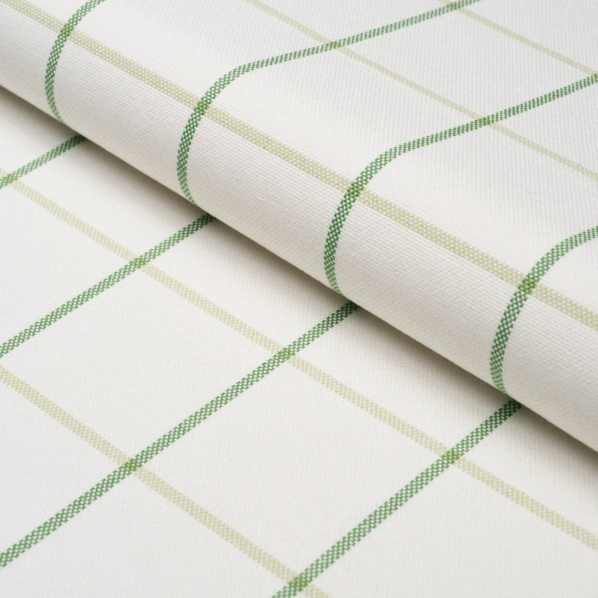 FRANNIE WINDOWPANE fabric LEAF GREEN color by Schumacher