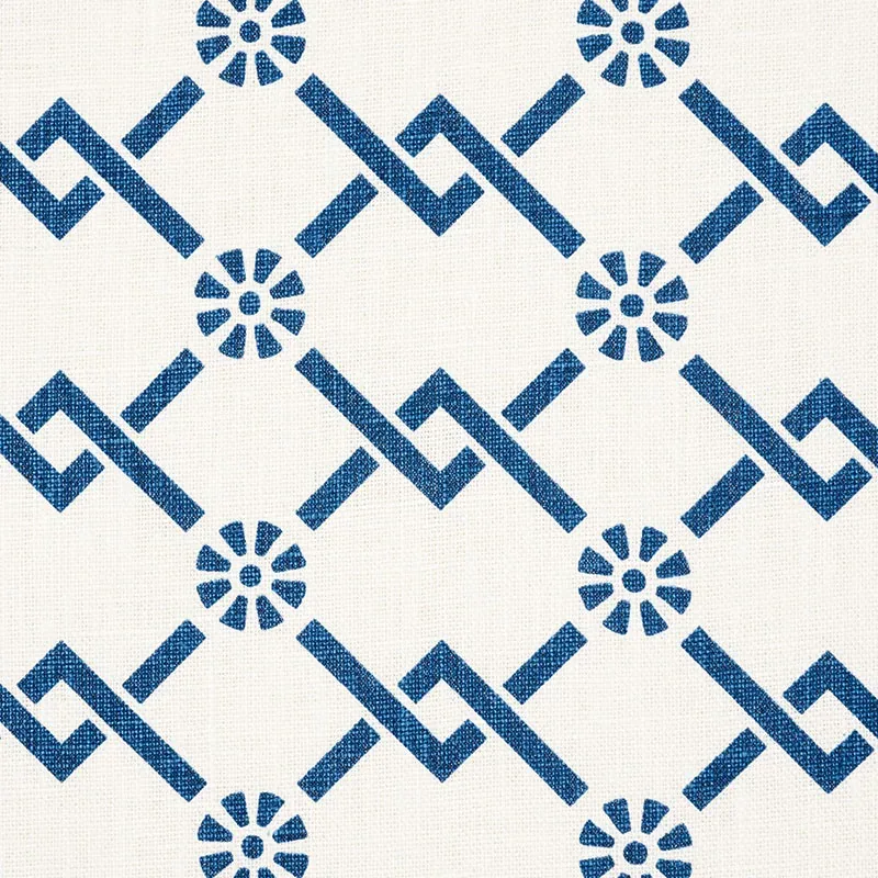 FRETWORK FLOWER Fabric – PACIFIC | Schumacher | Wallpaper Tw FRETWORK FLOWER fabric PACIFIC color by Schumacher