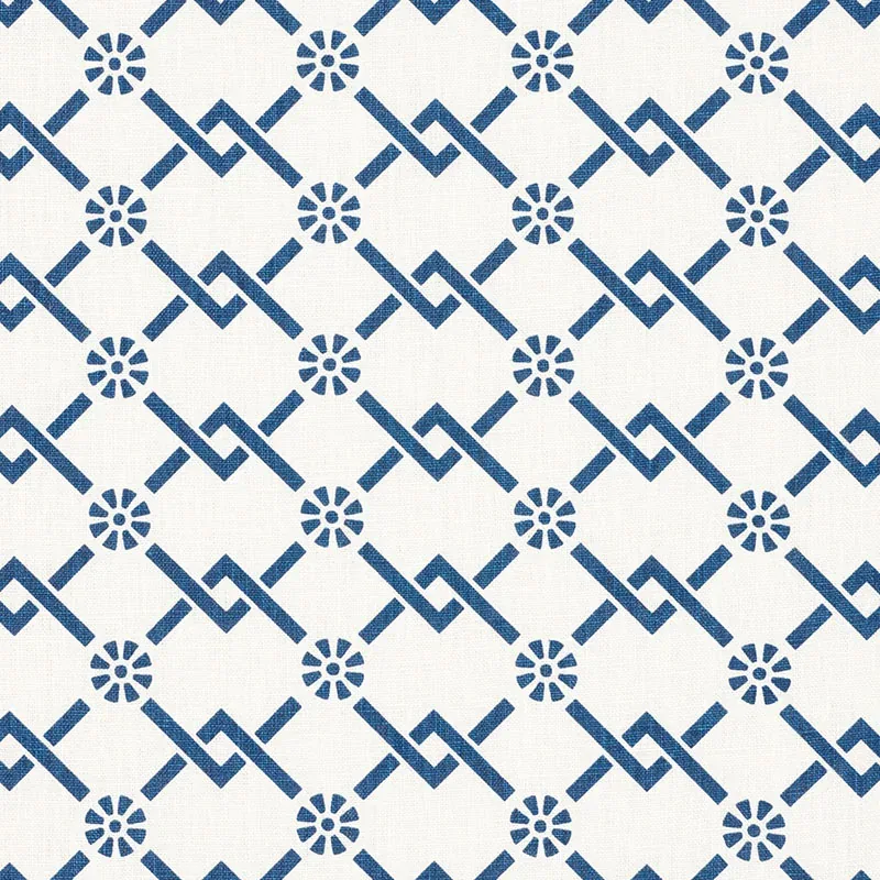 FRETWORK FLOWER fabric PACIFIC color by Schumacher