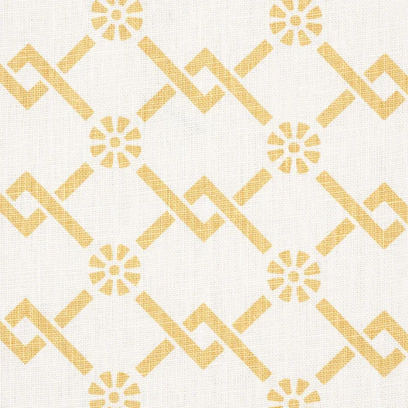 FRETWORK FLOWER Fabric – SAFFRON | Schumacher | Wallpaper Tw FRETWORK FLOWER fabric SAFFRON color by Schumacher