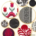 FULL BLOOM EMBROIDERY Fabric – INK | Schumacher | Wallpaper FULL BLOOM EMBROIDERY fabric INK color by Schumacher