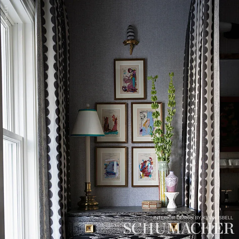 FULL CIRCLE fabric FADED BLACK color by Schumacher
