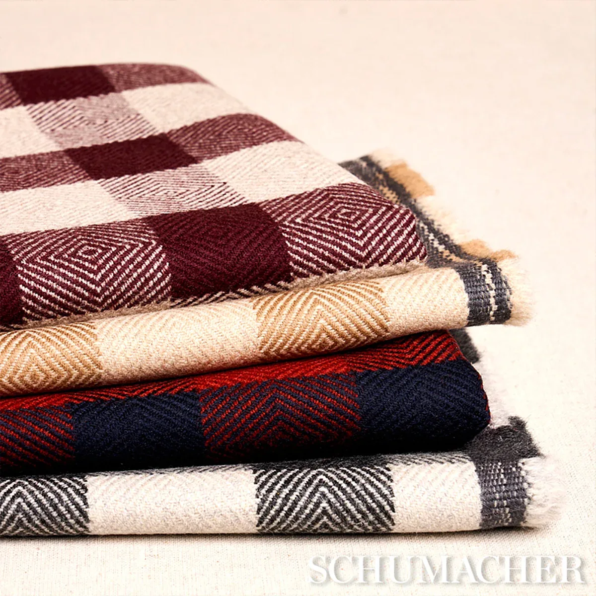 GALT WOOL CHECK Fabric – COFFEE | Schumacher | Wallpaper Twi GALT WOOL CHECK fabric COFFEE color by Schumacher