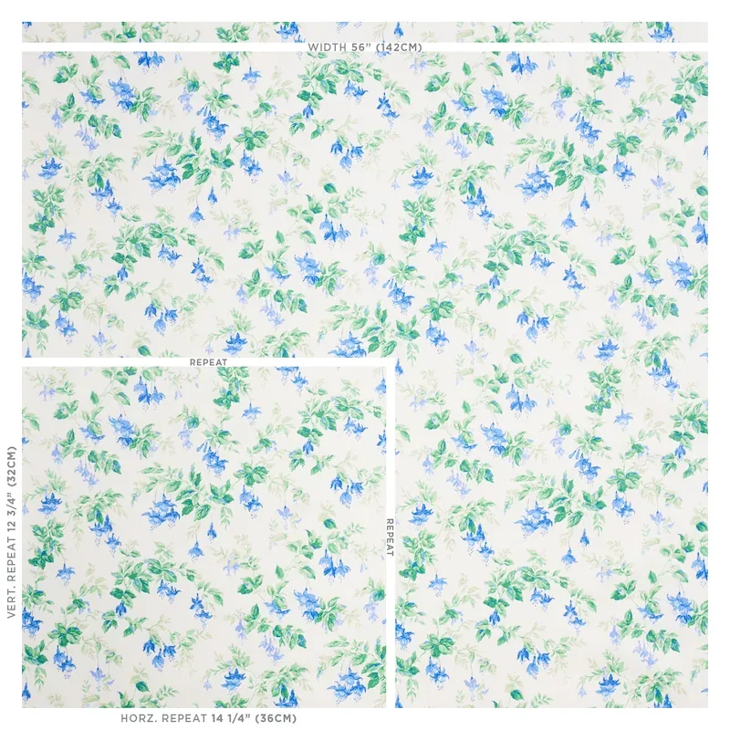 GARDEN GATE CHINTZ Fabric – COBALT | Schumacher | Wallpaper GARDEN GATE CHINTZ fabric COBALT color by Schumacher