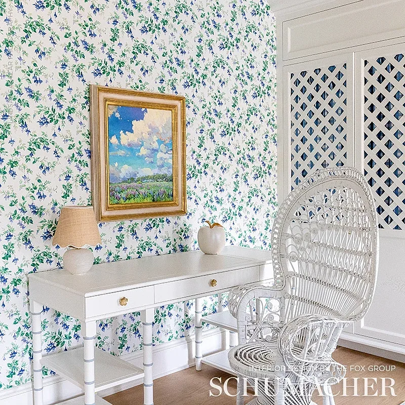 GARDEN GATE CHINTZ Fabric – COBALT | Schumacher | Wallpaper GARDEN GATE CHINTZ fabric COBALT color by Schumacher