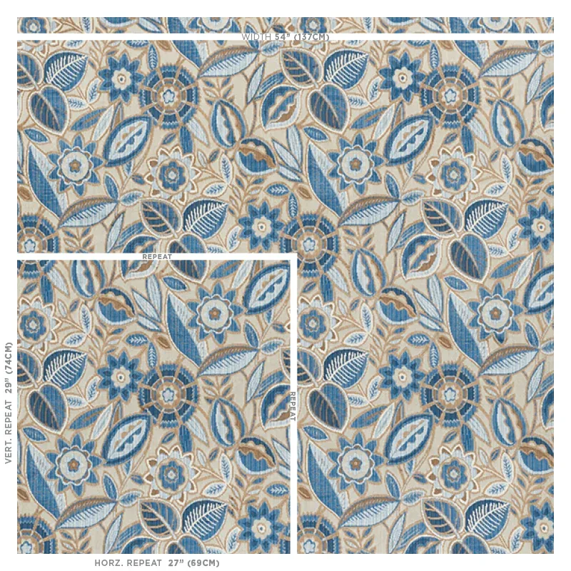 GARLAND VELVET fabric BLUE color by Schumacher
