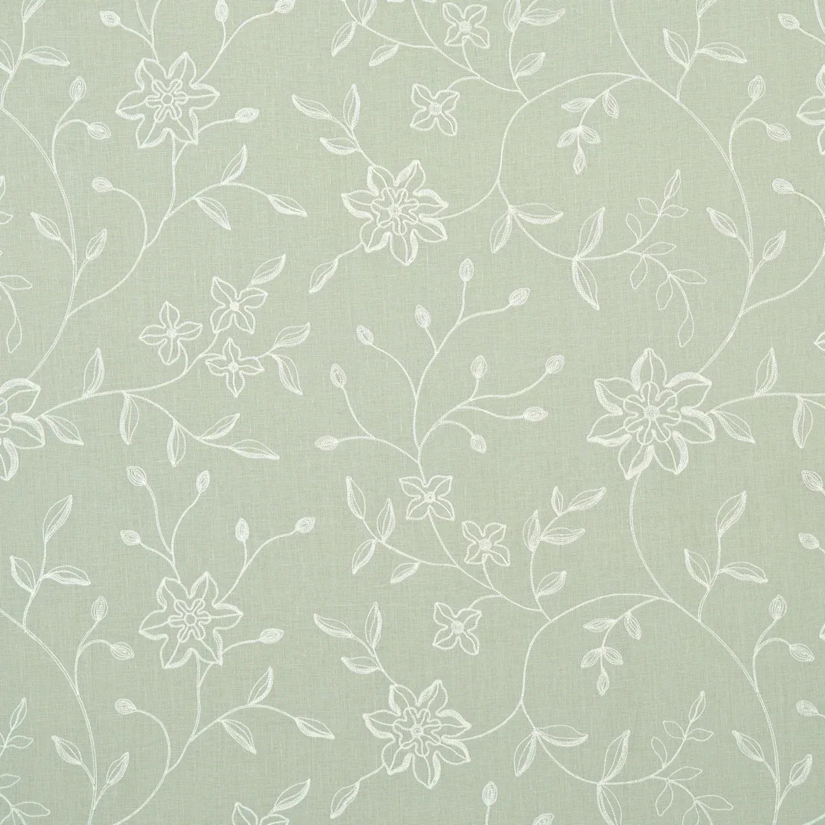 Georgia Linen Embroidery fabric AQUA color by Schumacher