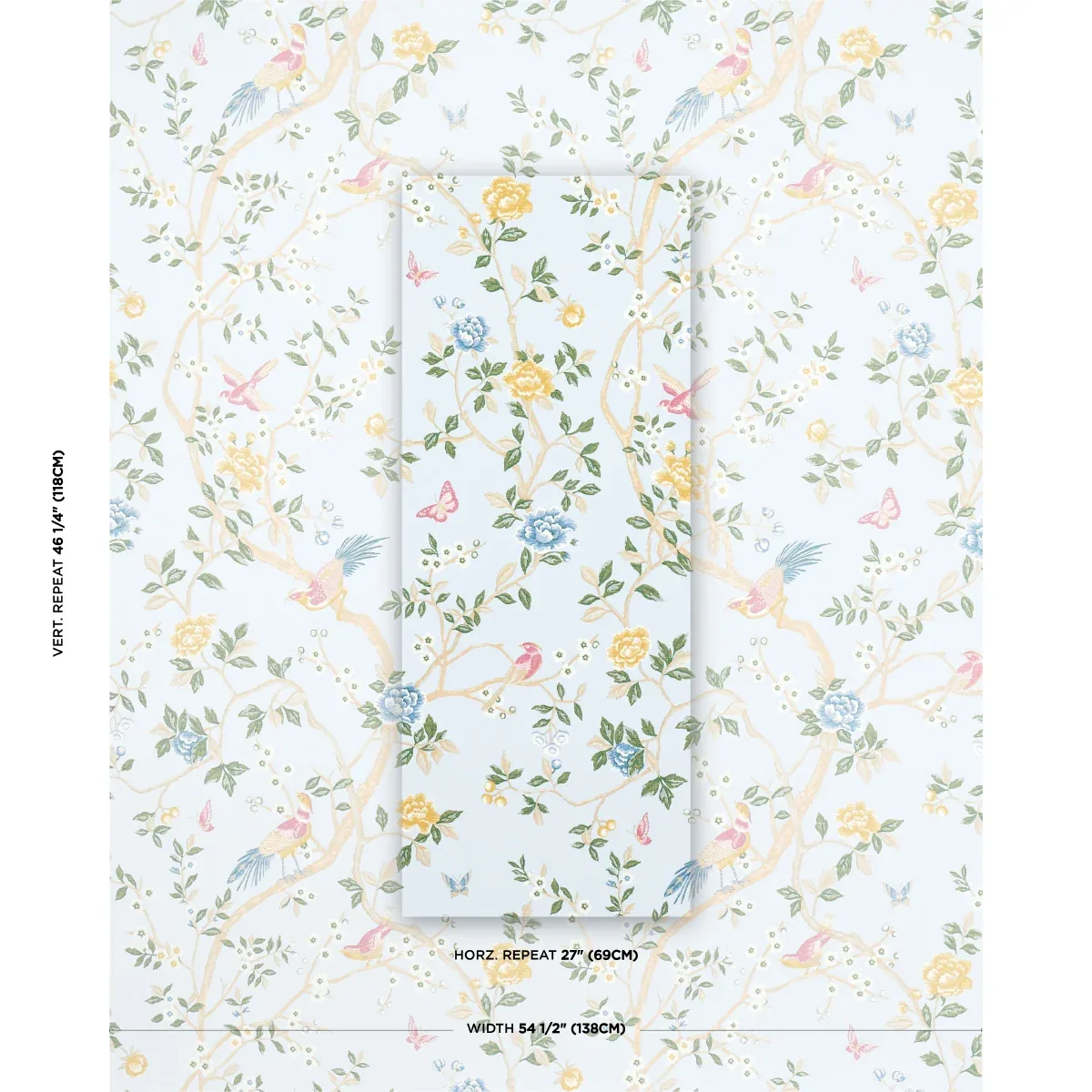 GEORGIA VINE fabric SKY color by Schumacher