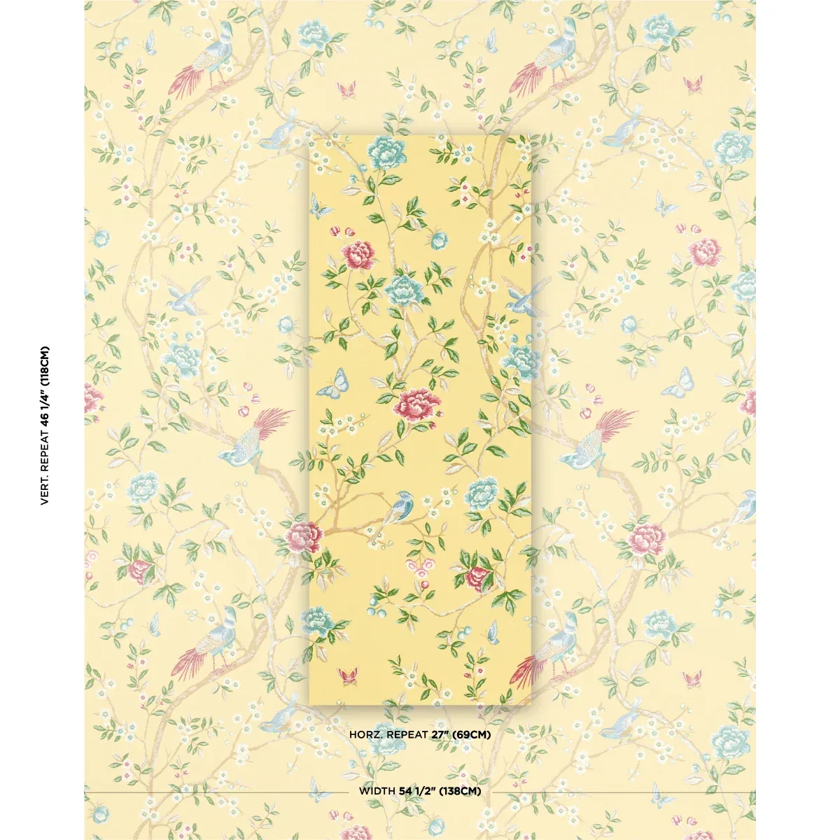 GEORGIA VINE Fabric – SOFT YELLOW | Schumacher | Wallpaper T GEORGIA VINE fabric SOFT YELLOW color by Schumacher
