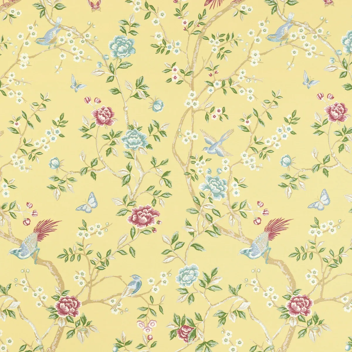 GEORGIA VINE fabric SOFT YELLOW color by Schumacher
