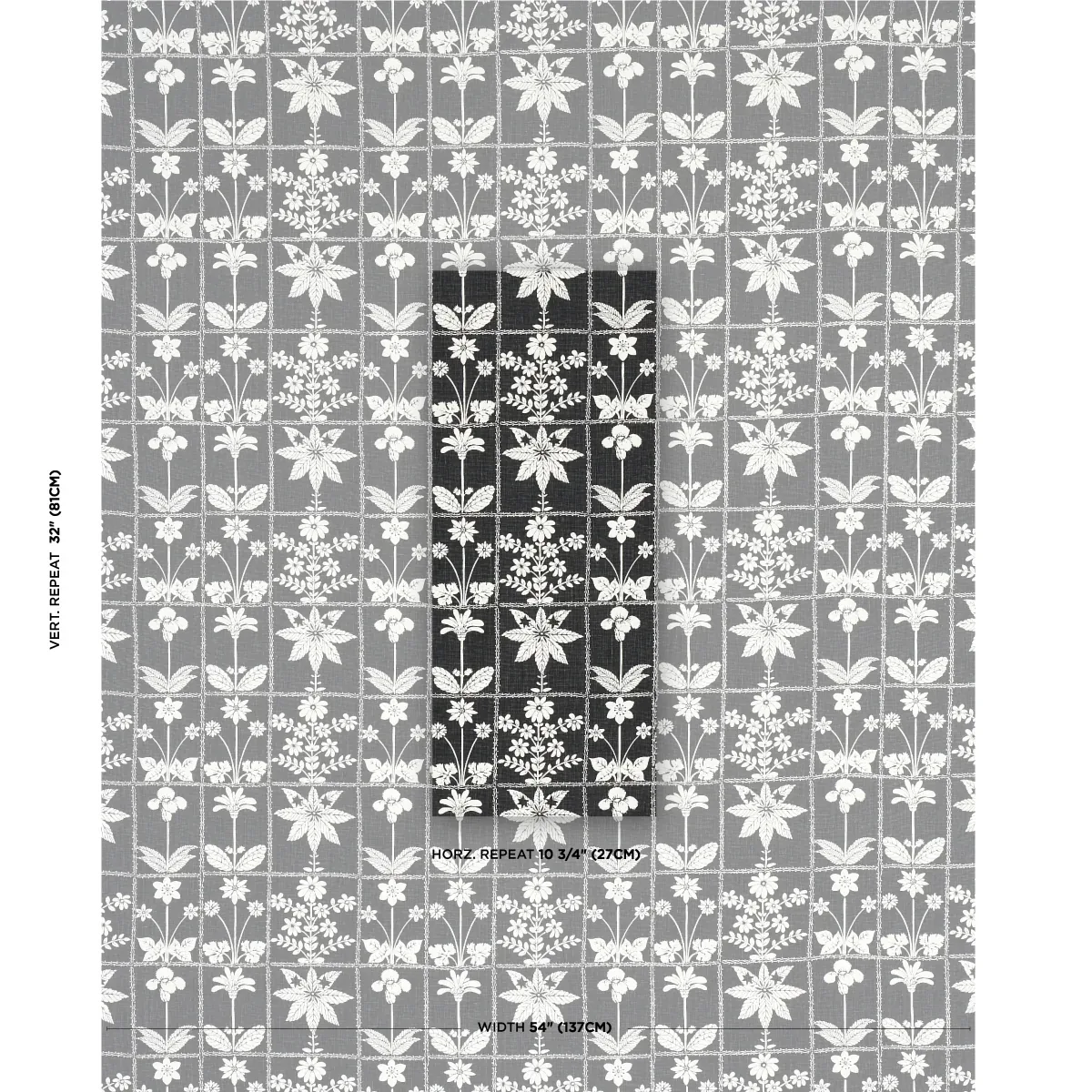 GEORGIA WILDFLOWERS Fabric – BLACK | Schumacher | Wallpaper GEORGIA WILDFLOWERS fabric BLACK color by Schumacher