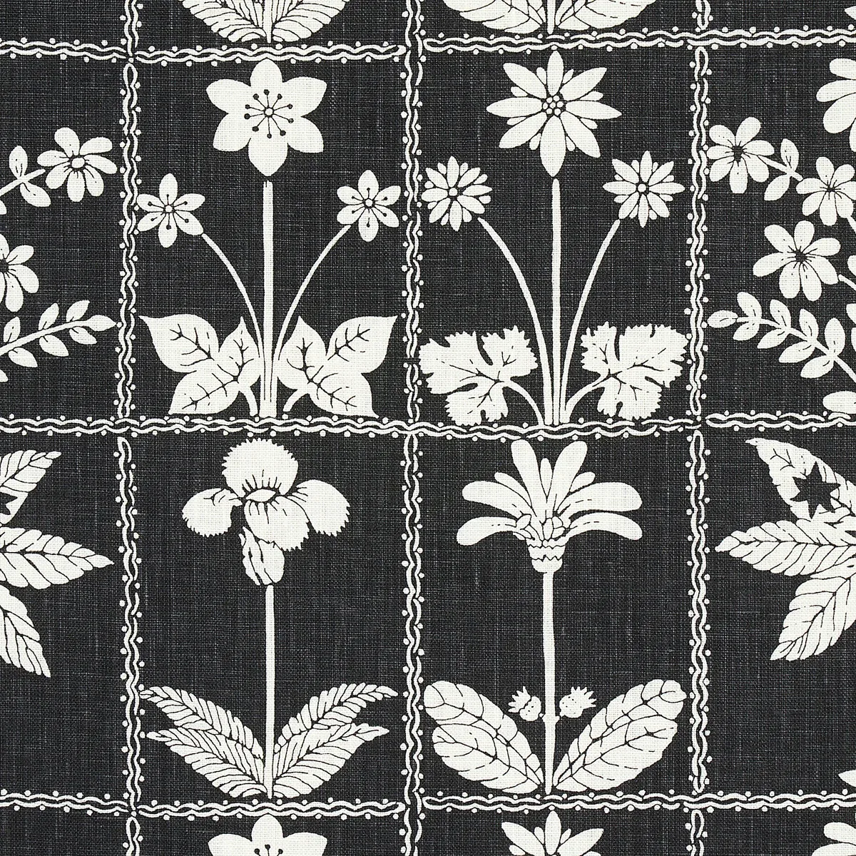 GEORGIA WILDFLOWERS Fabric – BLACK | Schumacher | Wallpaper GEORGIA WILDFLOWERS fabric BLACK color by Schumacher