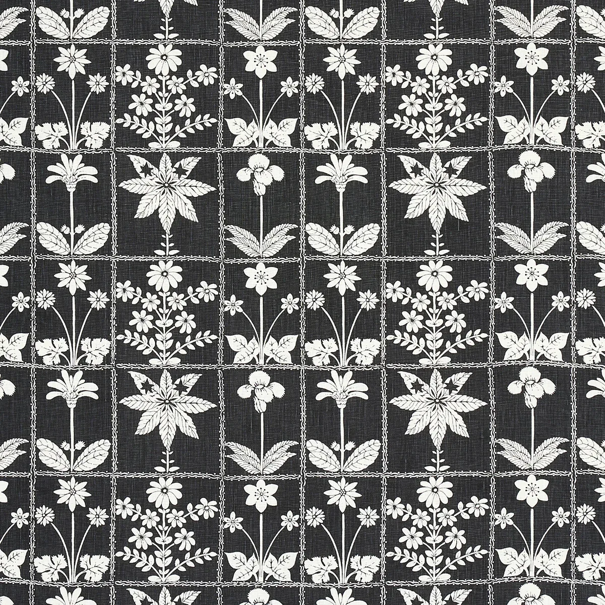 GEORGIA WILDFLOWERS fabric BLACK color by Schumacher