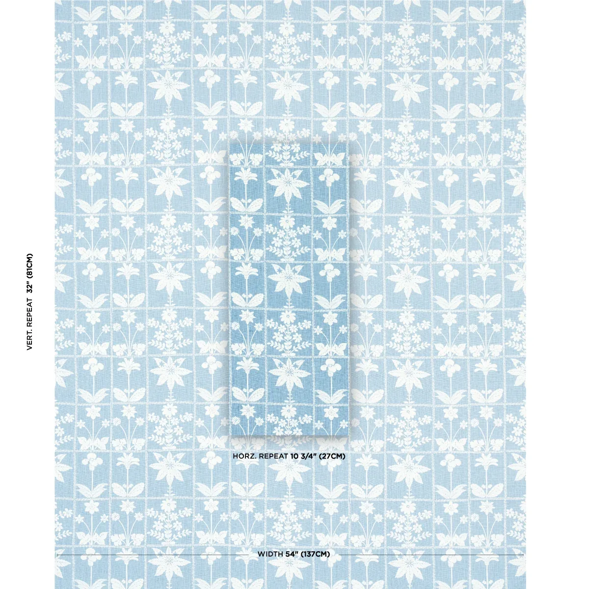 GEORGIA WILDFLOWERS fabric BLUE color by Schumacher