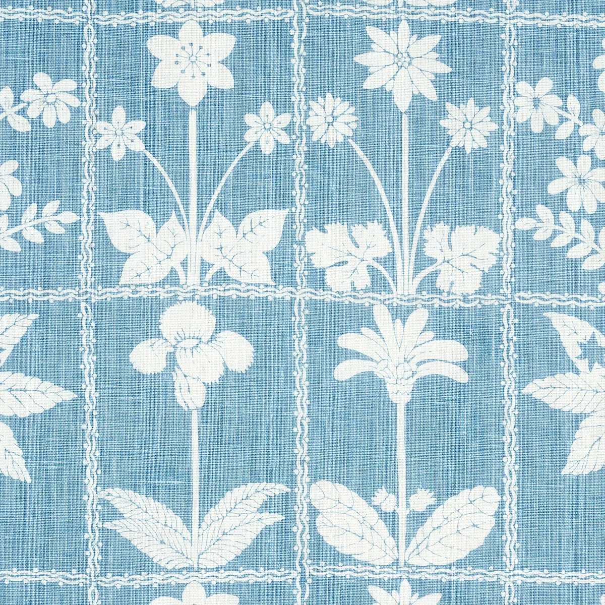 GEORGIA WILDFLOWERS fabric BLUE color by Schumacher