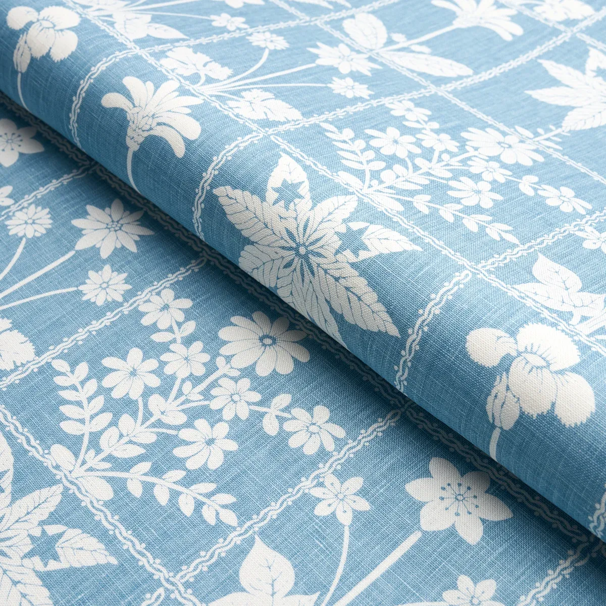 GEORGIA WILDFLOWERS fabric BLUE color by Schumacher