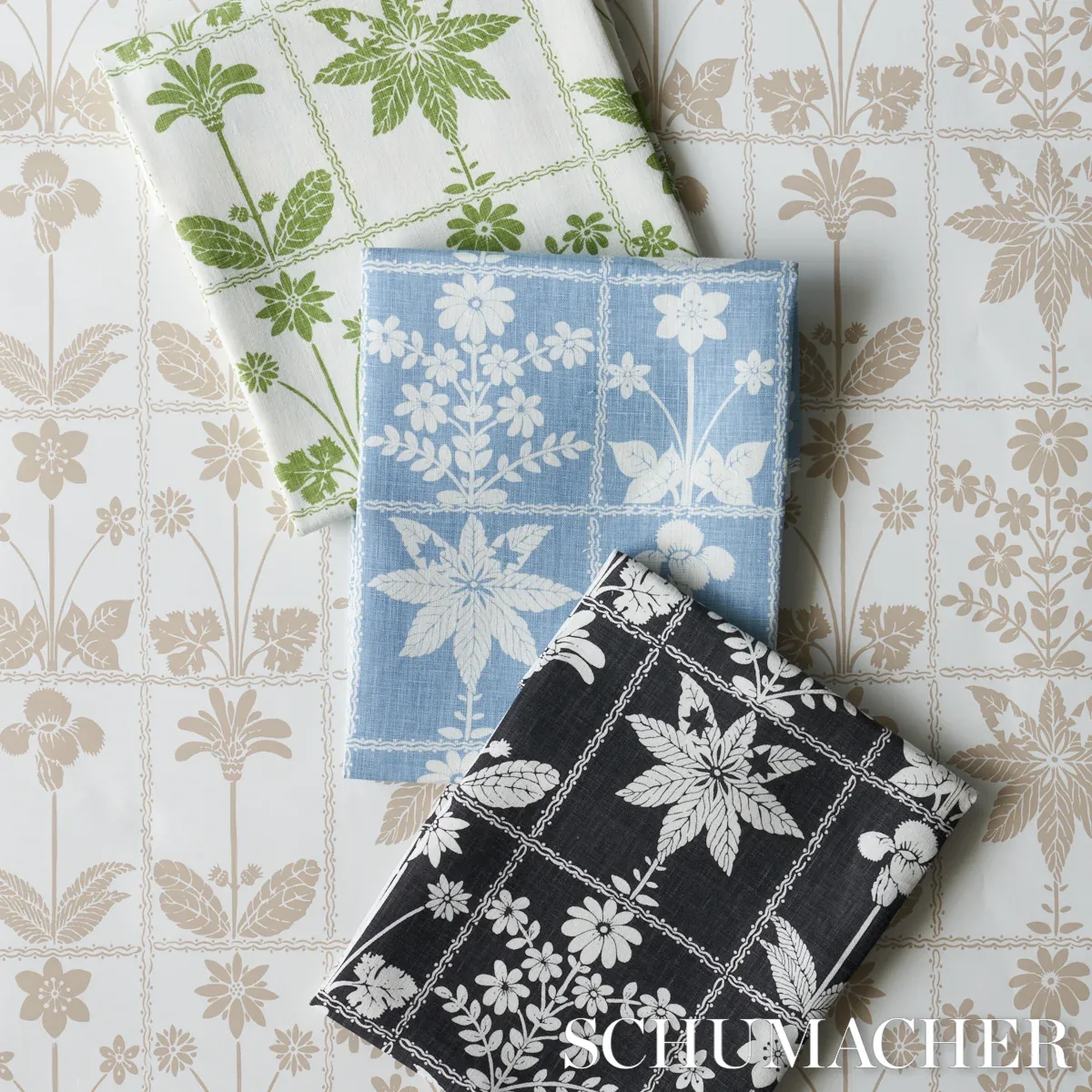 GEORGIA WILDFLOWERS fabric BLUE color by Schumacher