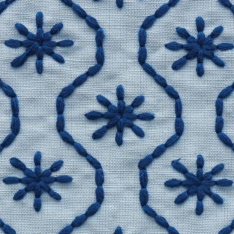 GIGI EMBROIDERY Fabric – BLUE | Schumacher | Wallpaper Twins GIGI EMBROIDERY fabric BLUE color by Schumacher