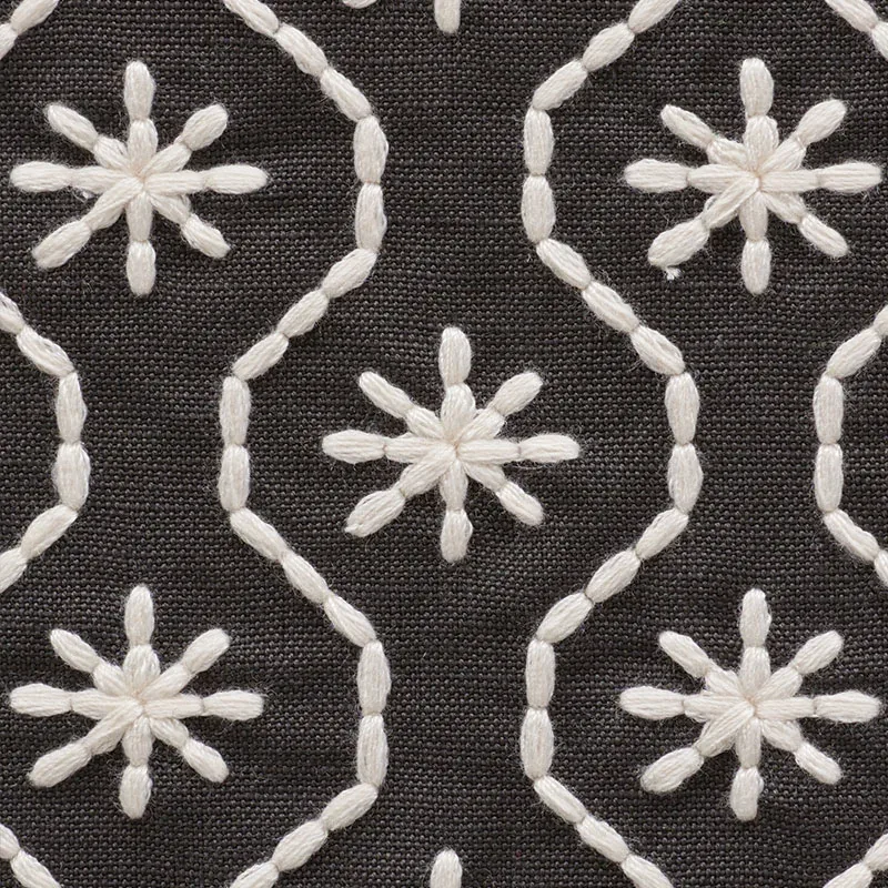 GIGI EMBROIDERY Fabric – GRAPHITE | Schumacher | Wallpaper T GIGI EMBROIDERY fabric GRAPHITE color by Schumacher