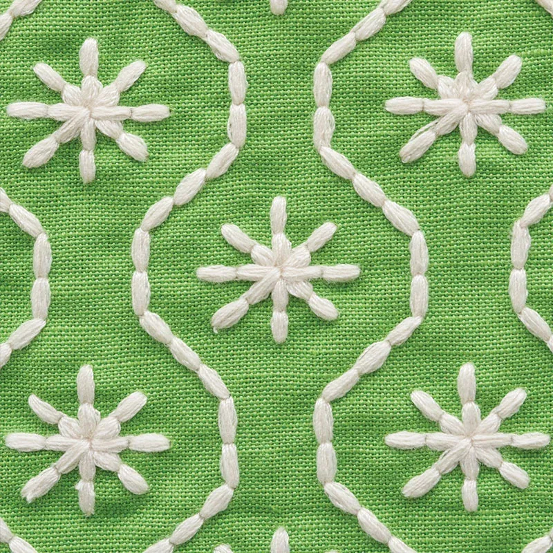 GIGI EMBROIDERY Fabric – GREEN | Schumacher | Wallpaper Twin GIGI EMBROIDERY fabric GREEN color by Schumacher
