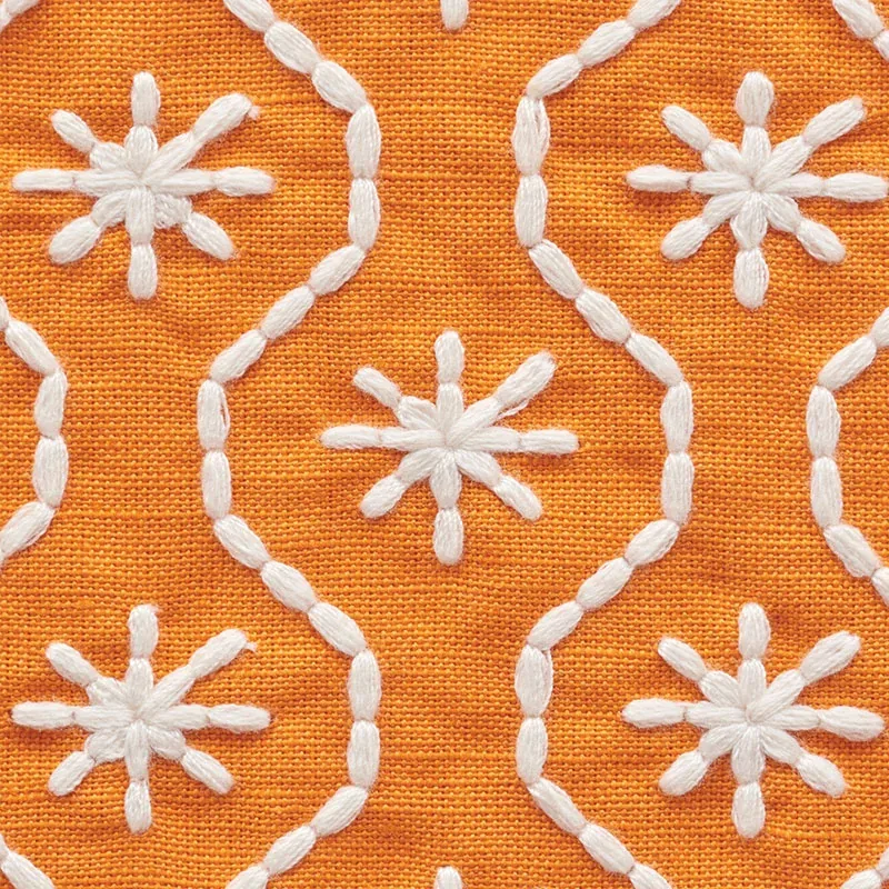 GIGI EMBROIDERY Fabric – ORANGE | Schumacher | Wallpaper Twi GIGI EMBROIDERY fabric ORANGE color by Schumacher