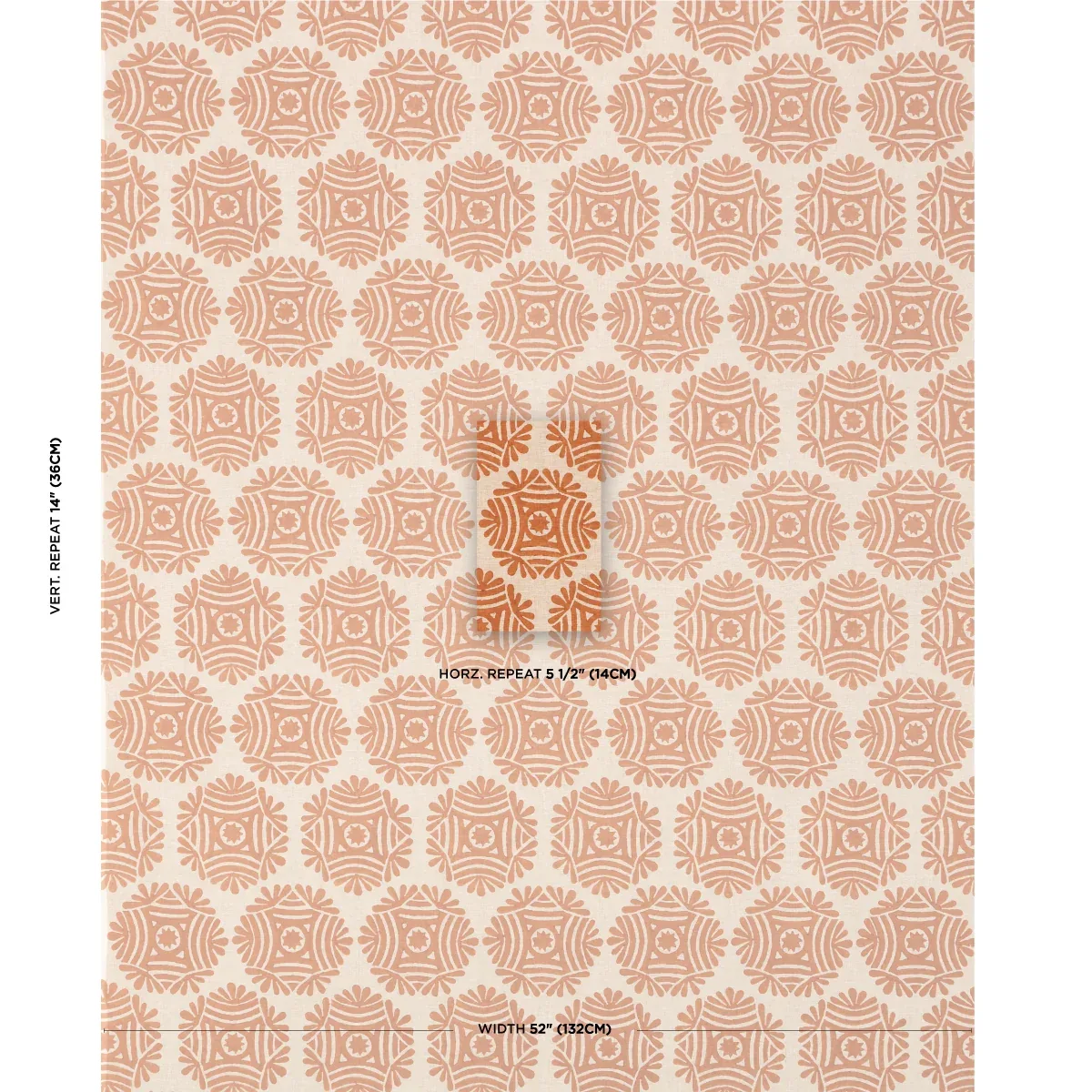 GILDED STAR BLOCK PRINT fabric CINNAMON color by Schumacher