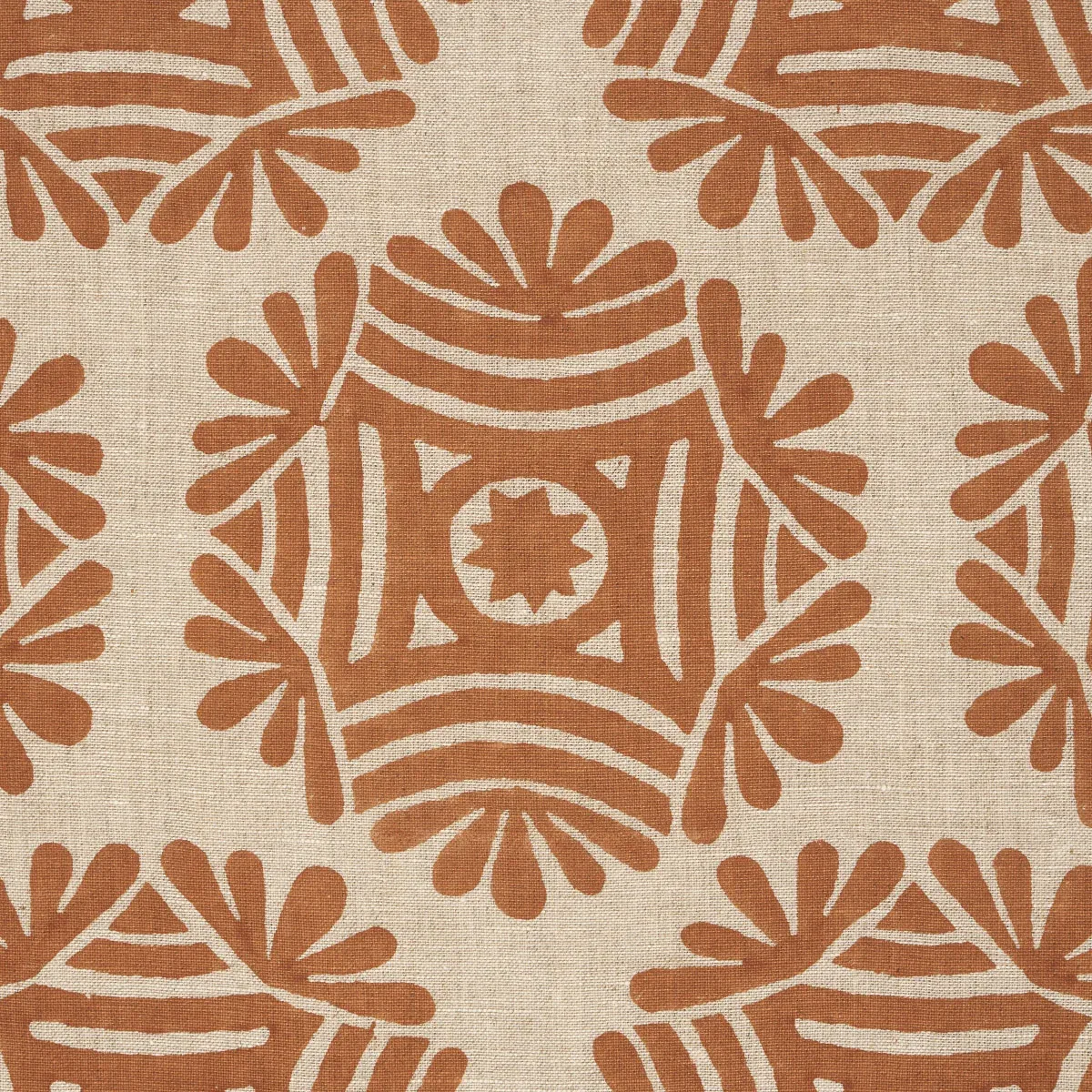 GILDED STAR BLOCK PRINT fabric CINNAMON color by Schumacher