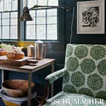 GILDED STAR BLOCK PRINT Fabric – GREEN | Schumacher | Wallpa GILDED STAR BLOCK PRINT fabric GREEN color by Schumacher
