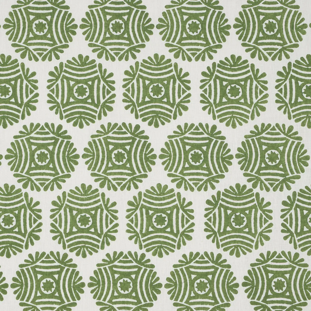 GILDED STAR BLOCK PRINT fabric GREEN color by Schumacher