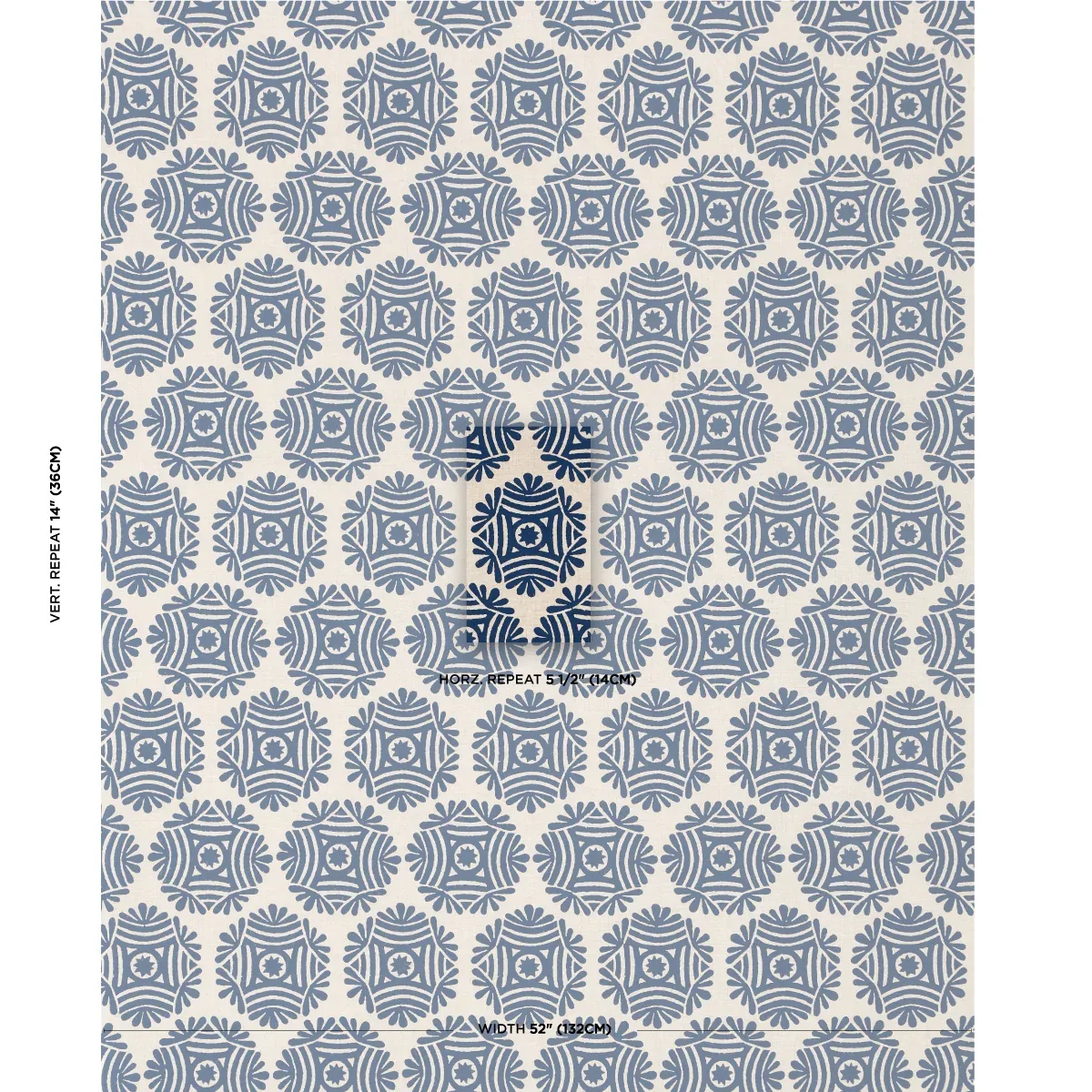 GILDED STAR BLOCK PRINT fabric NAVY ON NATURAL color by Schumacher
