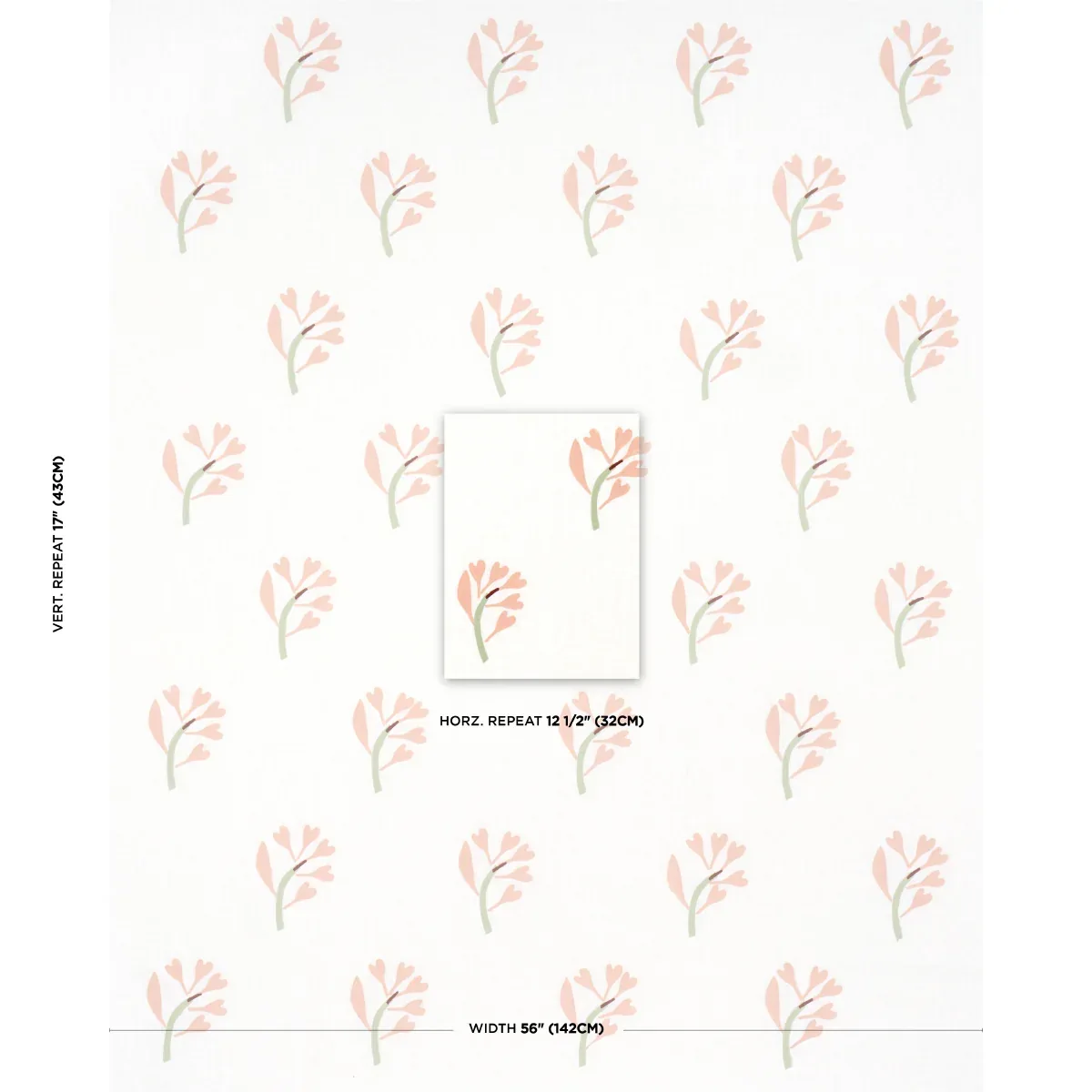 GINKGO HAND BLOCK PRINT Fabric – PINK AND SAGE ON WHITE | Sc GINKGO HAND BLOCK PRINT fabric PINK AND SAGE ON WHITE color by Schumacher