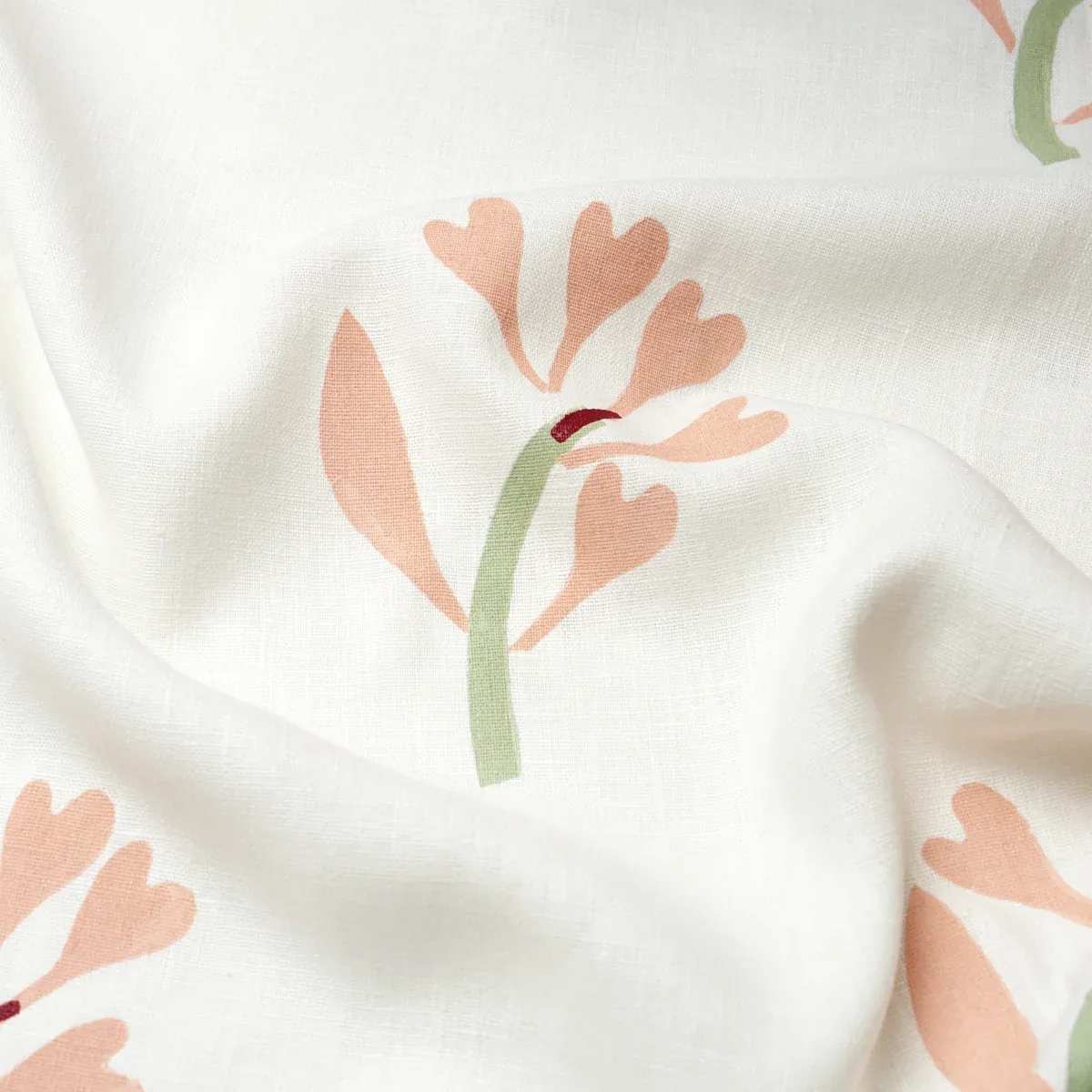 GINKGO HAND BLOCK PRINT Fabric – PINK AND SAGE ON WHITE | Sc GINKGO HAND BLOCK PRINT fabric PINK AND SAGE ON WHITE color by Schumacher