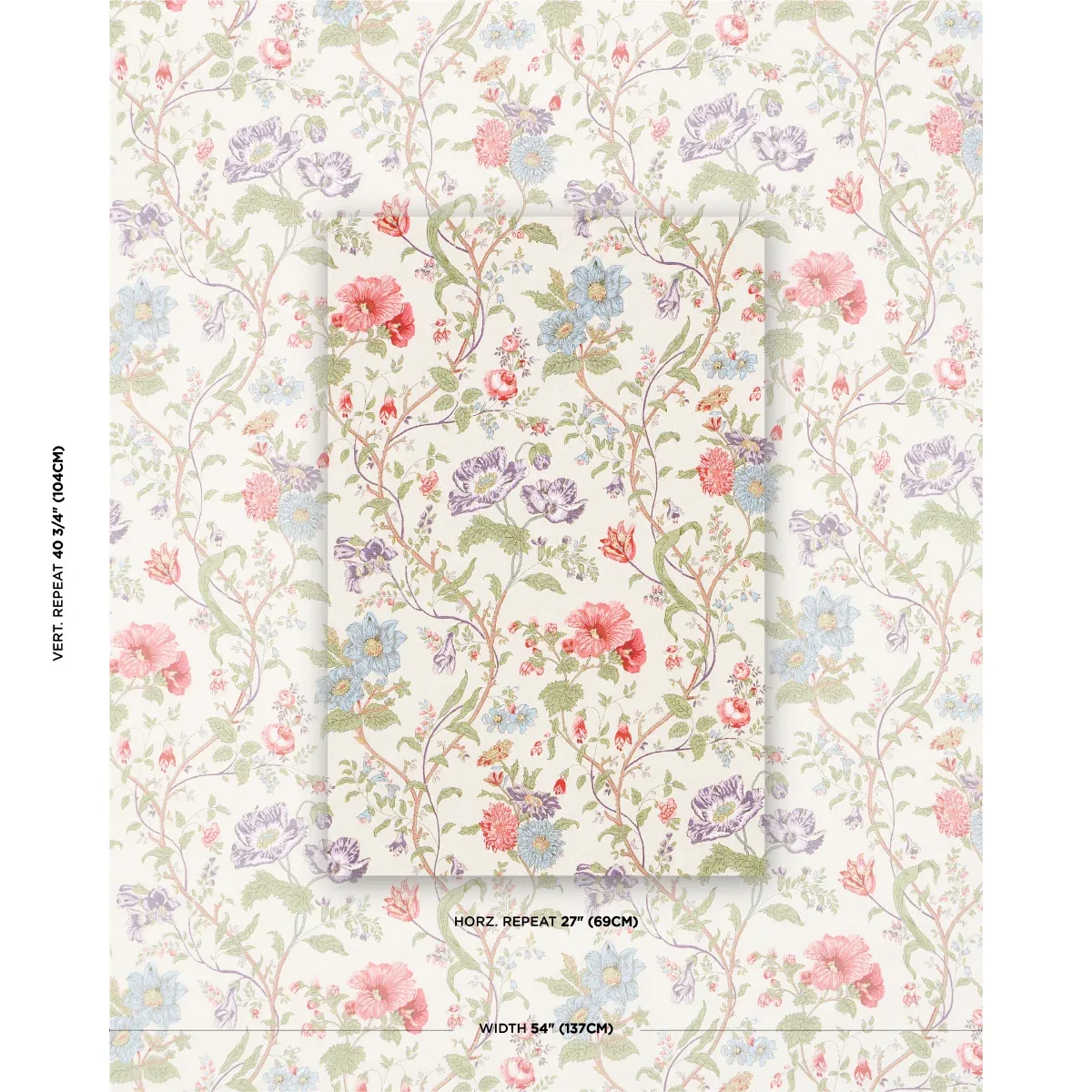 GISELLE FLORAL Fabric – IVORY | Schumacher | Wallpaper Twins GISELLE FLORAL fabric IVORY color by Schumacher