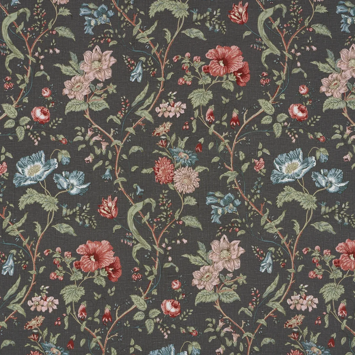 GISELLE FLORAL fabric NOIR color by Schumacher