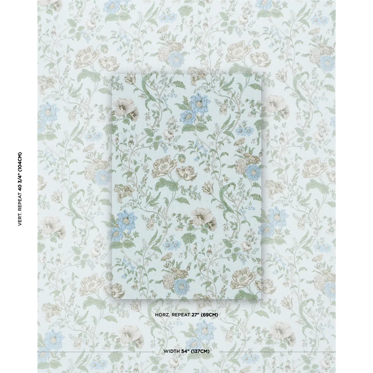 GISELLE FLORAL Fabric – SKY | Schumacher | Wallpaper Twins GISELLE FLORAL fabric SKY color by Schumacher