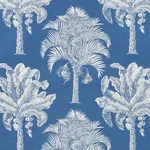 GRAND PALMS Fabric – BLUE | Schumacher | Wallpaper Twins GRAND PALMS fabric BLUE color by Schumacher