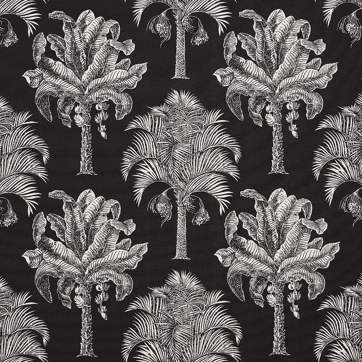 GRAND PALMS INDOOR/OUTDOOR fabric BLACK color by Schumacher