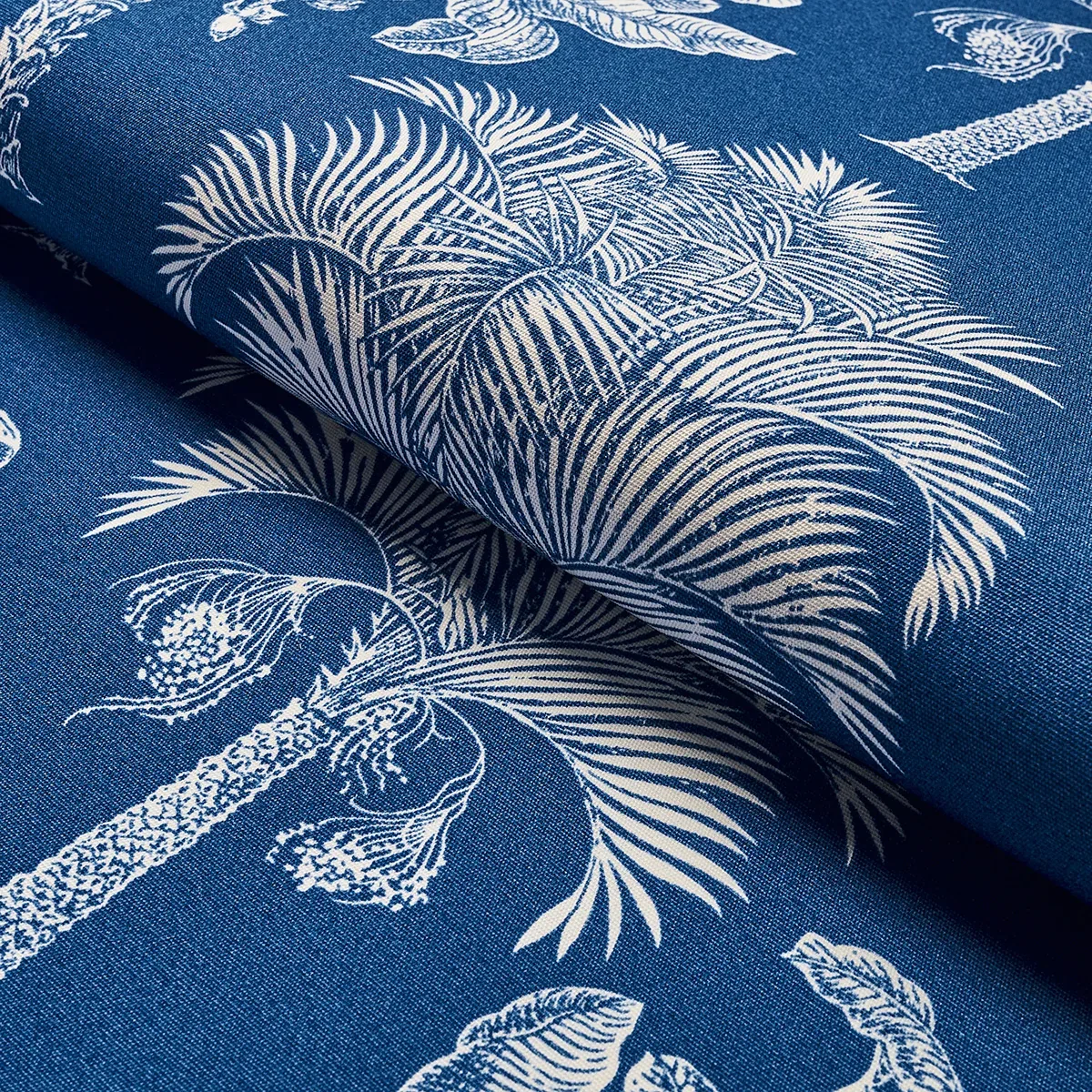 GRAND PALMS INDOOR/OUTDOOR Fabric – NAVY | Schumacher | Wall GRAND PALMS INDOOR/OUTDOOR fabric NAVY color by Schumacher