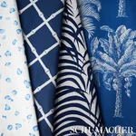 GRAND PALMS INDOOR/OUTDOOR Fabric – NAVY | Schumacher | Wall GRAND PALMS INDOOR/OUTDOOR fabric NAVY color by Schumacher