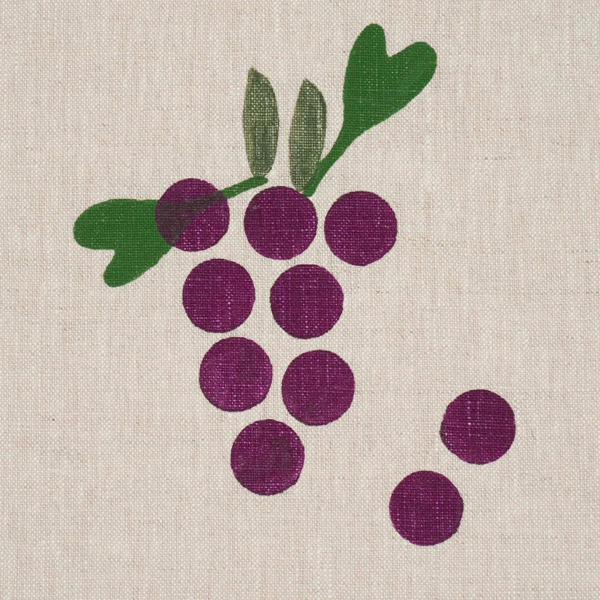 GRAPES HAND BLOCK PRINT fabric PURPLE ON NATURAL color by Schumacher