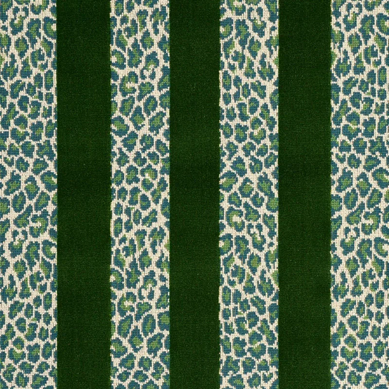 GUEPARD STRIPE VELVET fabric EMERALD color by Schumacher